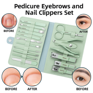 Manicure Set Professional Pedicure Tools Stainless Steel Nail Clippers Set For Manicure Pedicure Grooming Cleaning Tools 16 Pcs