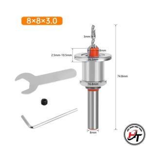 Mũi khoan âm vít gỗ có cữ chặn sắt 2 tầng mồi vít 3mm cao cấp MKAV-CU