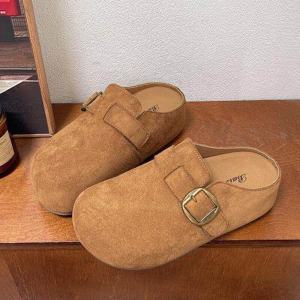 [Free Shipping] WomenS Thick-Soled Slip-On Sandals Suitable For Wearing Outdoors Made Of Suede With A Height-Increasing Design Perfect For Petite Women
