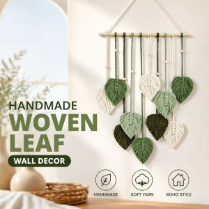 Macrame Wall Tapestry Cotton Rope Leaf Design Handwoven Tassel Hanging Boho Nordic Home Living Room Decor