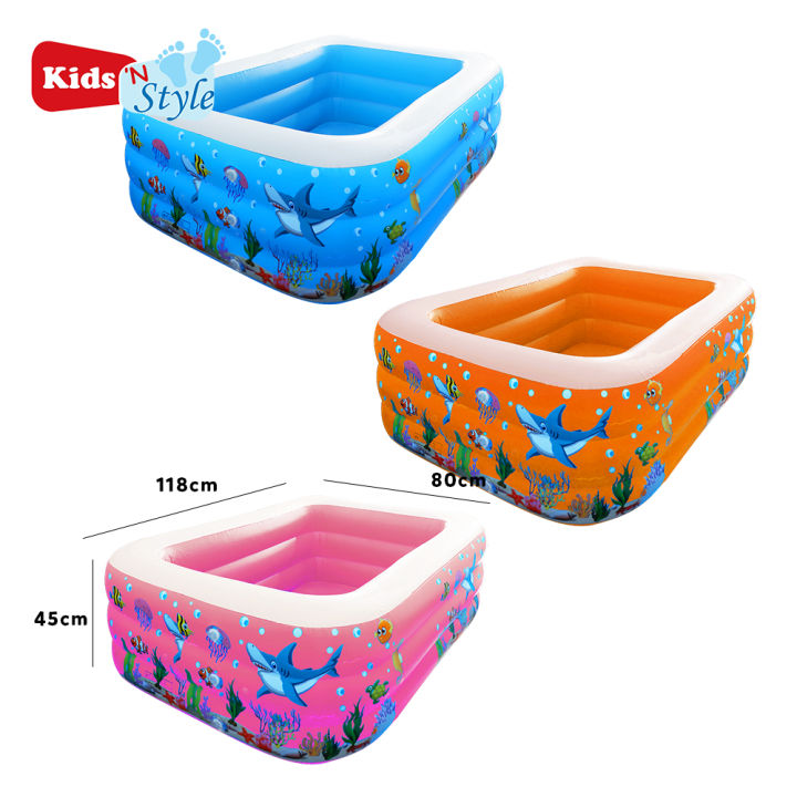 Inflatable Three Layer Outdoor Kiddie Pool Rectangular Swimming Pool ...