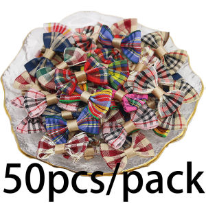 (50pcs/pack) 35mm British Style Patterned Bow Material Clothing Decorative Hats Childrens Handmade DIY Hair Accessories Ribbon Bows