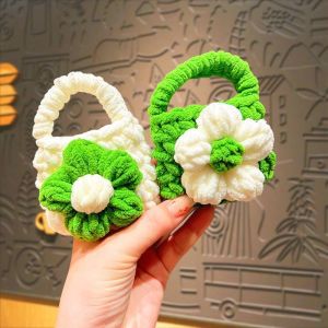 Woven Small Change Handmade Flower Crochet Bluetooth Key Earphone Storage Bag Portable Soft Cute Creative Birthday Present