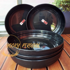 piring mangkuk ramen firal isi 6 pcs campur 3 piring 3 mangkuk ramen hitam dop