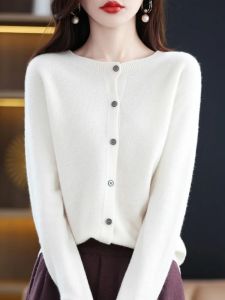 Women Cashmere Sweater 100% Merino Wool Knitted Cardigan Autumn Winter  Knitwear O-Neck Female  Solid Color Casual Fashion Top2026