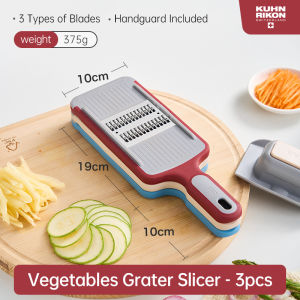 KUHN RIKON Vegetables Slicer Grater Cutter Set 3 Blade With Handguard Vegetable Chopper Labor-saving Kitchen Tool