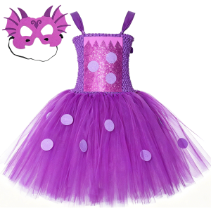 11.11 Mythical Purple Dinosaur Voluminous Tutu Dress Little Girls Dragon Themed Outfit Ideal for School Show Festival Cosplay Clothes h2610