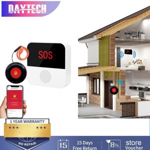 Local fast shipping Daytech WiFi Smart Wireless Caregiver Pager Phone Tuya Conctrol Elderly Alert Panic Button Emergency Alert System for Elderly Patient Seniors Disabled