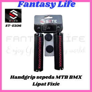 Fantasy Hand grip sarung stang SYTE type E336 bahan kulit model 2 lock sepeda BMX MTB lipat fixie SEPASANG