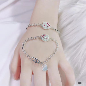 Lắc tay bạc hình mèo hello kitty cho bé gái kiểu dây mo bền đẹp - Shop Bạc Nhật Duy