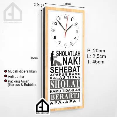 Jam Dinding islami Solatlah Nak Hiasan Dekorasi Dinding Motivasi solat ukuran besar minimalis