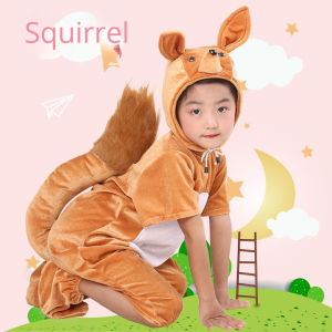 《302》Kids Little Squirrel Animal Performance Costume Dancing Wear Cartoon Animal Styling Clothing Childrens Christmas New Years Cosplay Costume