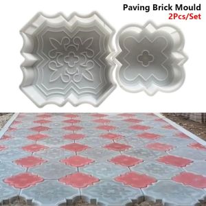 NUBE 2Pcs/Set 30cm Paving Brick Mould Plastic Big Small Flowers Concrete Path Maker Mold DIY Stepping Stone Paver For Lawn Patio Yard Garden