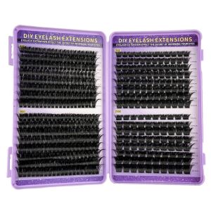 MAYIT Chiều dài 8-16mm Bộ dụng cụ nối mi 30D/40D/50D/60D Vẻ ngoài tự nhiên Sách Hướng Dẫn Làm Mi Tự Làm Lông mi tái sử dụng Người hâm mộ âm lượng lớn Lông mi giả dành cho người  bắt đầu
