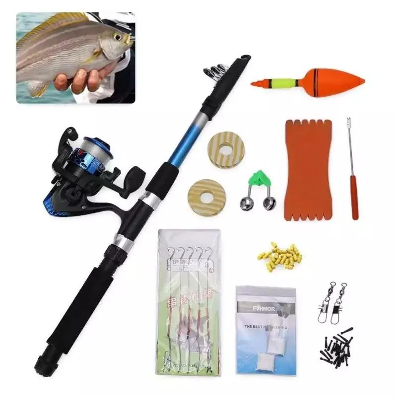 12 Accessories Telescopic Spinning Fishing Rod Kit Sea Saltwater Freshwater  Fishing Rods with Reel Combos And Lines Fishing Tool Accessories