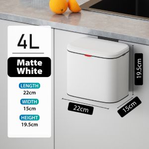 [SG STOCK] Stainless Steel Hanging Dust Bin - 4L 8L Durable & Stylish Trash Can for Home Kitchen Bathroom Toilet