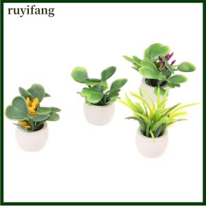 ruyifang 1:12 dollhouse Miniature Green Plant ในหม้อเฟอร์นิเจอร์ตกแต่งบ้านอุปกรณ์เสริม