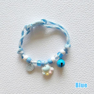 Pet Cat Dog Collar Necklace Color Contrasting Weaving Summer Freshness Cute Footprints Adjustable Collar Cat Breakaway Collar