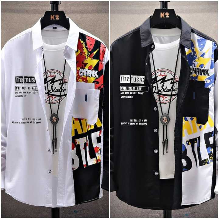 ADJ-KEMEJA DISTRO MUSIC// KEMEJA PRIA LENGAN PANJANG KEREN//KEMEJA