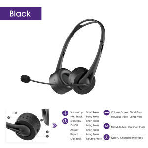 Bluetooth Call Center Headphone Wireless Headset With Noise Cancellation Microphone 130° Adjustable For Skype Computer