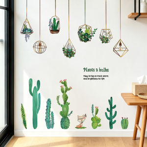 Decal Dán Tường Cây Xương Rồng & Cây Treo Trang Trí Có Keo Sẵn 148x178cm – Trang Trí Phòng Khách