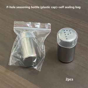 K9SEQ 2pcs Stainless Camping Seasoning Bottles With Lid Small Pepper Shaker With Storage Bag Outdoor Cooking Tools For Motorcycle Modification Accessories