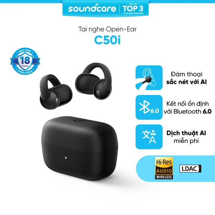 Tai nghe bluetooth Open-Ear Soundcore C50i | Màng loa 12mm| Pin 7h/28h| Bluetooth 6.0| Bảo hành 18 tháng | BigBuy360 - bigbuy360.vn Tai nghe bluetooth Open-Ear Soundcore C50i | Màng loa 12mm| Pin 7h/28h| Bluetooth 6.0| Bảo hành 18 tháng | BigBuy360 - bigbuy360.vn
