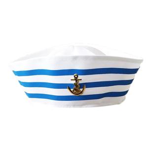 Delicate Stage Military Hat White Captain Sailor Hat Navy Marine Cap Children Adult Cosplay Hat for Birthday Gatherings