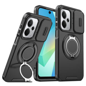 Realme 14 14T 5G Shockproof Casing Armor Slide Magnetic Casing For Realme 14 14T 5G Realme14 Realme14T 2025 Ring Stand Protection Phone Back Cover