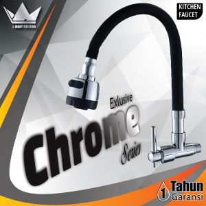 Keran/Kran Angsa Bak Cuci Piring Flexible Karet Kepala Besar 1/2" - Hitam