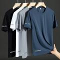 oversized bu tshirt lelaki Men t-Shirt Round Neck Short Sleeve T-Shirt Plus size Quick Dry Sport Tee Ice silk breathable Dri Fit half-sleeve plain shirt. 