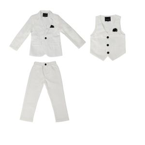 3PCS Children Suit Set Pure Color Korean Handsome Blazer Performance Dinner Dress Boy Coat
