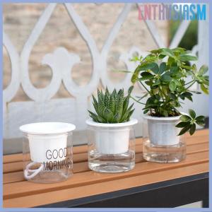 【Enthusiasm】🌟🌟【Hot Sale】🎈 กระถางดอกไม้ไฮโดรโปนิกส์ใส่น้ำอัตโนมัติกระถางดอกไม้พลาสติกสองชั้นใสรดน้ำด้วยตัวเองสำหรับสำนักงาน