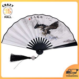 Kipas Tangan Lipat Gaya China Kuno Desain Seni Kaligrafi Tradisional Souvenir Eksklusif Aksesoris Fashion Oriental