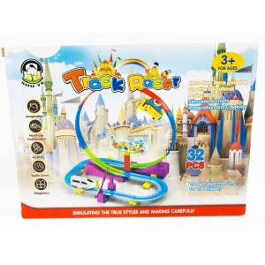 💥Track Racer ชุดของเล่น รถรางตัวต่อเรืองแสง 32ชิ้น ของเล่นDIY รถไฟตีลังกา ใส่ถ่าน ชุดรถไฟพร้อมรางTY724