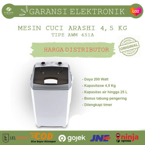 MESIN CUCI ARASHI 451a KAPASITAS 45 KG/MESIN CUCI 1 TABUNG 45 KG/MESIN CUCI 2 IN 1 PEMBILAS DAN PENGERIN/MESIN CUCI PORTABLE 1 TABUNG/MESIN CUCI ANAK KOS MURAH/MESIN CUCI PORTABLE TERMURAH/MESIN SUSI 1 TABUNG ANAK KOS PALING MURAH!!