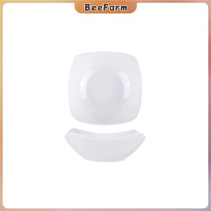 BeeFarm White Square Ceramic Salad Bowl Household Tableware Pasta Fruit Serving Bowl Large Capacity 1Pc