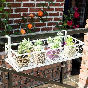 LASAN 5011.5cm European Balcony Flower Pot Rack Iron Railing Multi-layer Flower Stand Wall Hanging Flower Pots Holder *20*