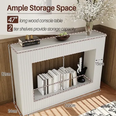 Solid Wood Side Table Console Table with 3 Drawers for Home and Office Use Iron legs Display Rack