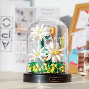 PAIFU Mini Building Block 3D DIY Assembled Flower Bouquet with LED Micro Nano Block Toy Potted Plants Small Particles Blocks Building Set Bricks Toys Gift Others With Protective Cover Send Greeting Cards