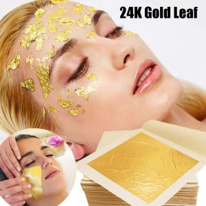 JON09 Handmade Pure Gold Skin Care Craft Paper Home Decoration Gilding Stickers Facial  24K Gold Leaf Gold Foil Sheets