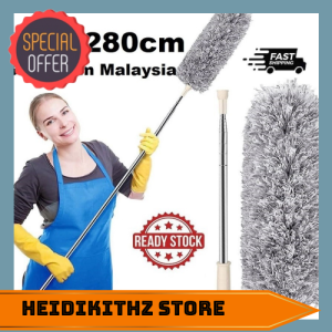 [HeidiKithz Store] Home Living Habuk: Premium 280cm Bendable Extendable and Expandable Microfiber Duster Bulu Ayam with Long Scratch-Resistant Reach