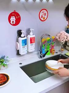 [OKLIFE®]Suction Cup Shower Gel Holder No-Drill Shampoo Rack Wall-Mounted Storage Rack Kitchen Hand Soap Hanger