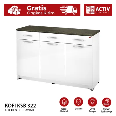 Activ Kitchen Set 3 Pintu Minimalis / Rak Bawah / Lemari Dapur / KOFI KSB 322