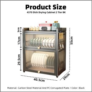 Shiok Living 🚀 Dish Rack With Lid And Drainer Cupboard Kitchen Storage Rack