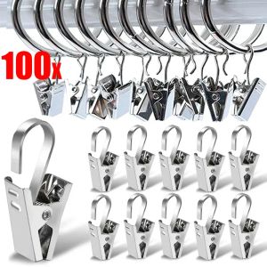 100/200ชิ้น คลิปม่านสแตนเลส / ตะขอรูปตัว S / คลิปแขวนไฟปาร์ตี้ / ที่แขวนรูป / คลิปเหล็กงานหนัก