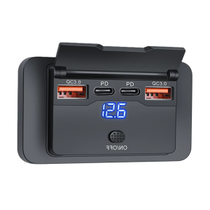 Waterproof 12V/24V USB Outlet with Power Switch Double Fast Charging Ports Motorcycle USB Adapter for Car Marine Vehicles