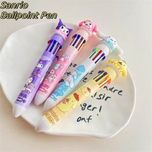 Sanrio Press Ten Color Ballpoint Pen Cartoon Kawaii Kuromi Multi-color Students Gel Pen Melody Sanrio Stationery Write Cute Pens
