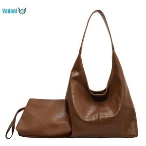 Women PU Tote Bag Fashion Soft Underarm Bag Casual Satchel Hobo Bag Shopping Bag [Vodool Official Center]
