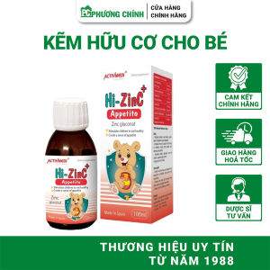 Kẽm Hữu Cơ Cho Bé Activmedi Hi Zinc+ Appetito Hỗ Trợ Bé Ăn Ngon & Tăng Sức Đề Kháng 100ml